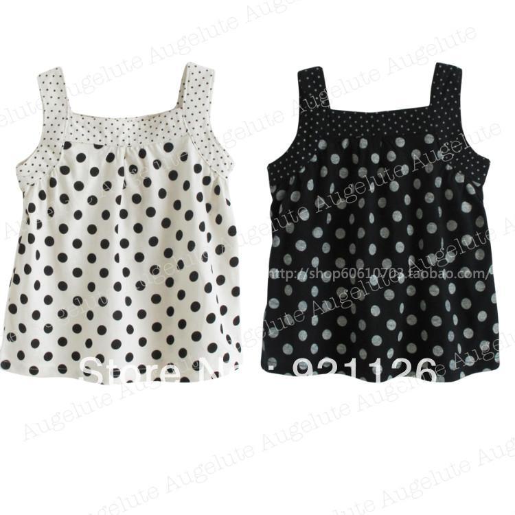 Cool black and white dot cute spaghetti strap vest 85297