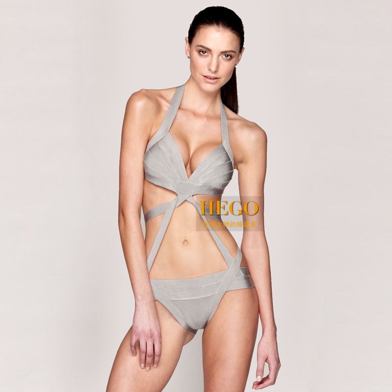 Cool hego fashion pop bandage bikini grey one-piece swimsuit h147
