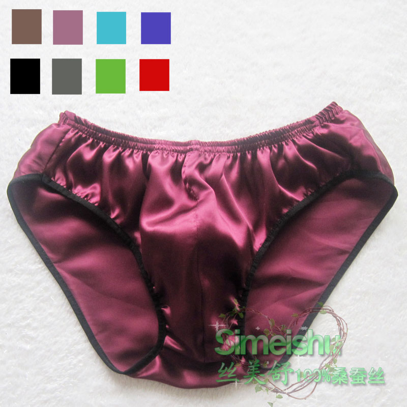 Cool mulberry silk panties male briefs low-waist natural perspicuousness breathable