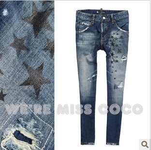 Cool! New Coming Star Graffiti Frayed Harem Pants Dropped CrotchesJeans For Ladies Women