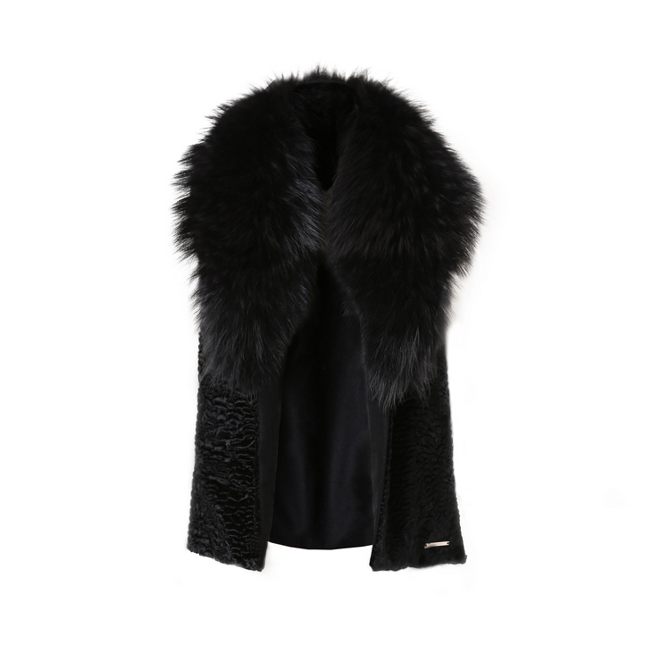 Coony 12fuw12002 senior fabric fur collar luxury fur vest v-50 , g-20