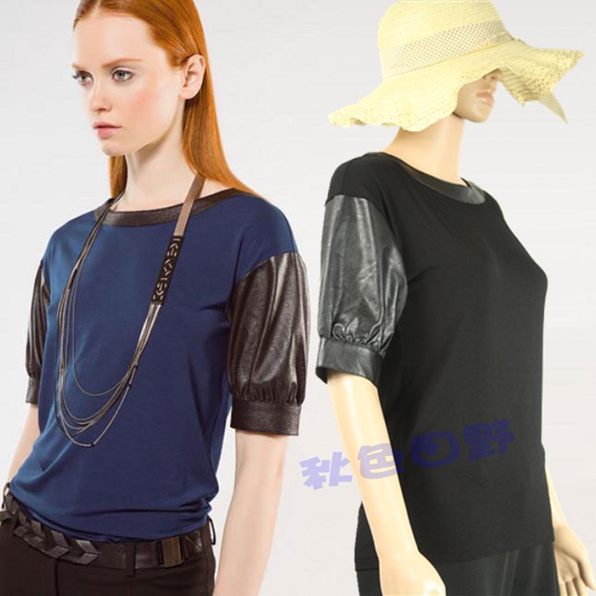 Cop . copinet , leather short-sleeve women's T-shirt , autumn and winter 12560