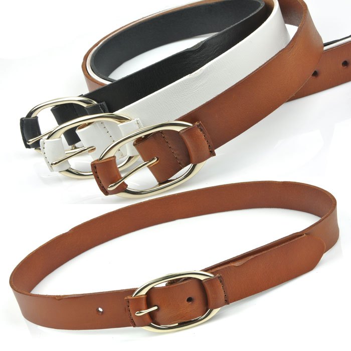 Coral fashion first layer of cowhide personalized crumple strap bilateral leather upholstery buckle women's strap belt