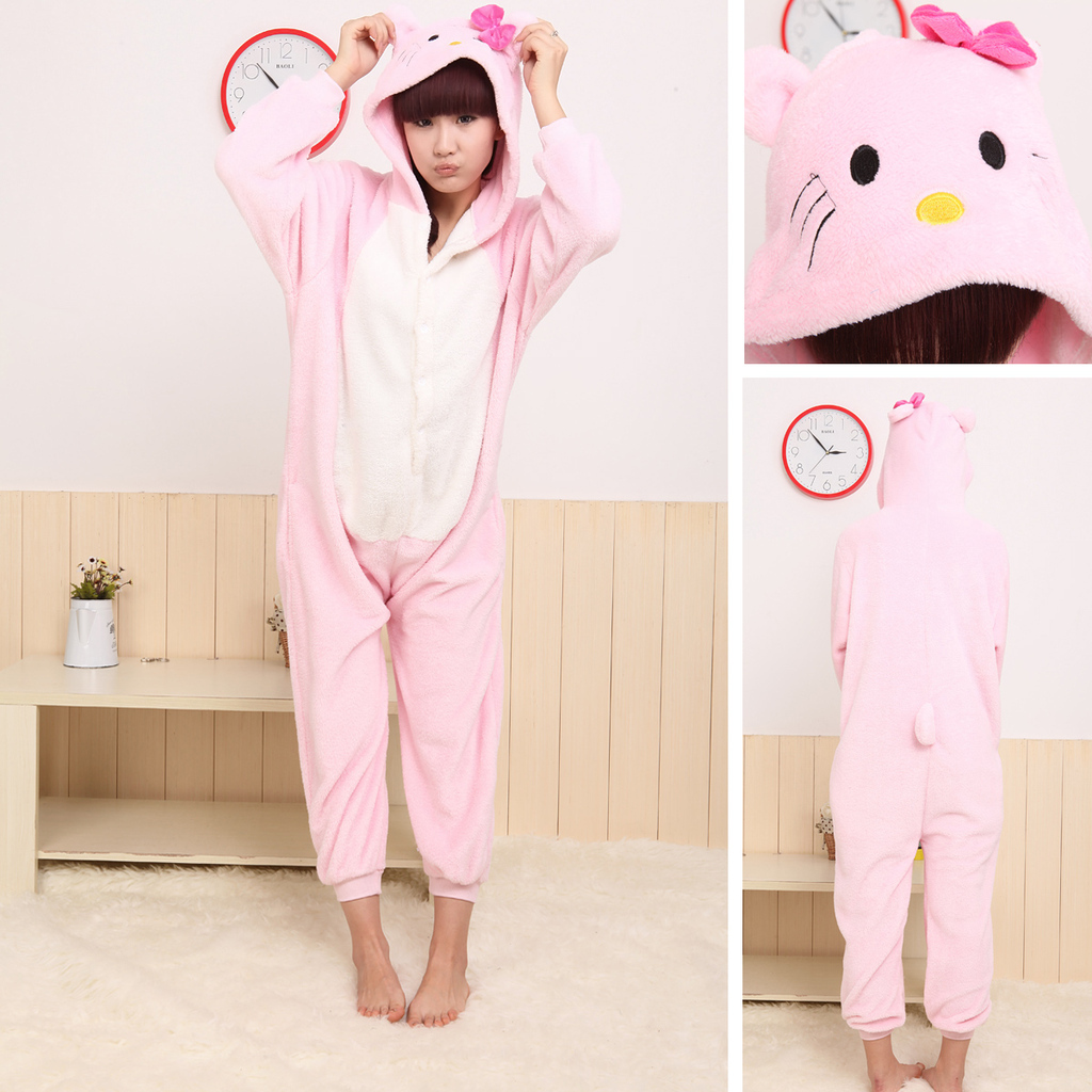 Coral fleece cartoon animal kt thatmany stitch one piece sleepwear plus size