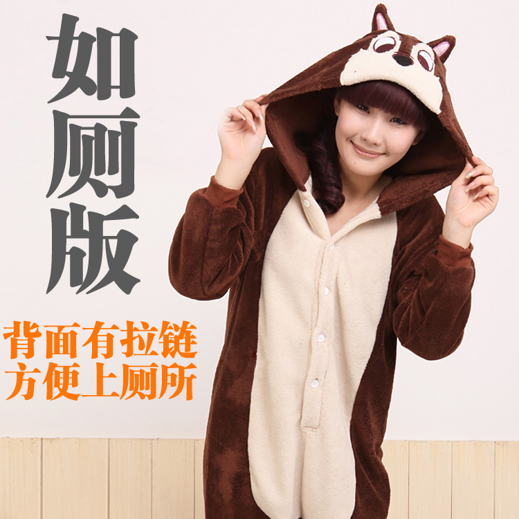 Coral fleece cartoon animal one piece lounge lovers thickening sleepwear