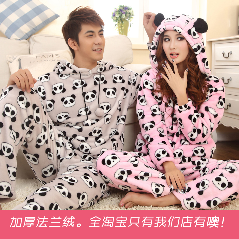 Coral fleece flannel thickening lovers autumn and winter hooded sleepwear lounge Free Shipping