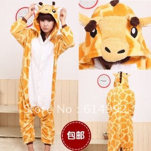 Coral Fleece Free Shipping 2012 New Fashion Adult Giraffe Sleepwear Cosplay Costumes Animal Kigurumi Pyjamas  Christmas gift
