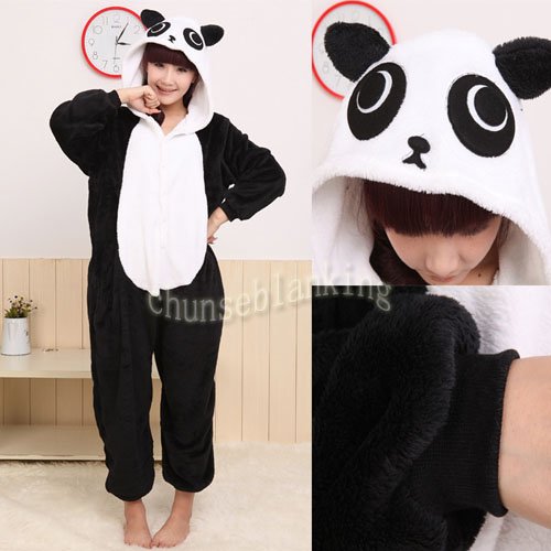 Coral Fleece Free Shipping 2012 New Fashion S M L XL  Adult Cute Panda Sleepwear Cosplay Costumes Animal Kigurumi Pyjamas
