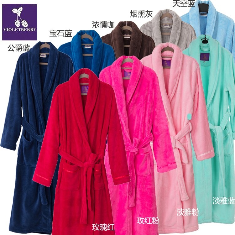 Coral fleece lovers robe bathrobes thickening sleepwear male female autumn and winter