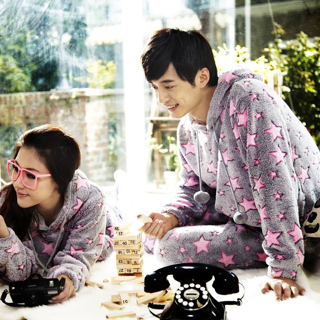 Coral fleece lovers sleepwear thickening autumn and winter lounge set