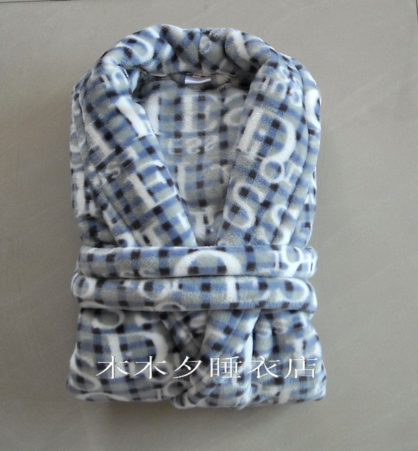 Coral fleece mink fleece sleepwear robe thickening bathrobe wool super male Women