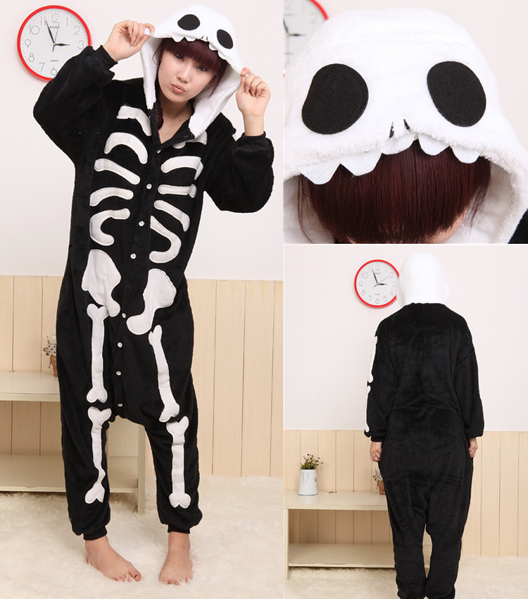 Coral fleece one piece sleepwear skull style lovers lounge personalized sleepwear cartoon