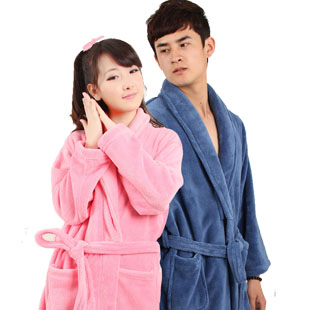 Coral fleece robe bathrobes thickening lengthen autumn and winter sleepwear lovers lounge