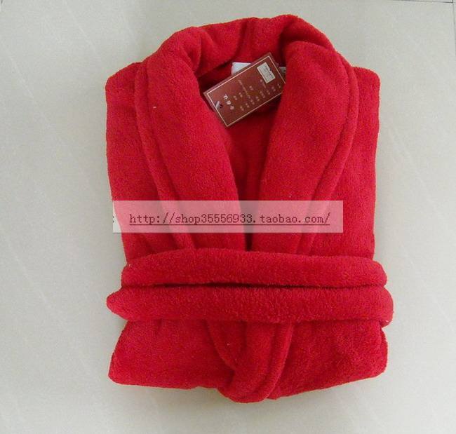 Coral fleece robe sleepwear bathrobes bathrobe women's lounge red