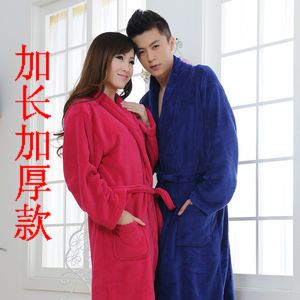 Coral fleece robe sleepwear lovers robe bathrobes female sleepwear male sleepwear thickening coral fleece robe