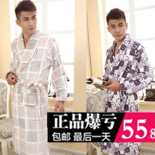 Coral fleece robe women's coral fleece sleepwear male robe thickening bathrobe