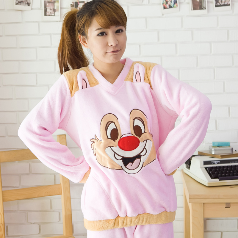 Coral fleece sleepwear female goldenbarr gentlewomen autumn and winter long-sleeve thickening coral fleece sleepwear