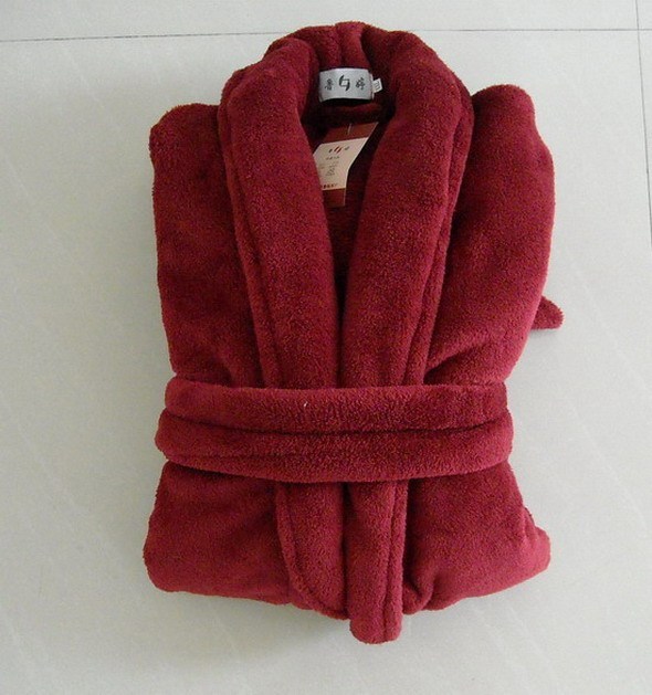 Coral fleece sleepwear robe coral fleece bathrobe bathrobes coral fleece lounge maroon