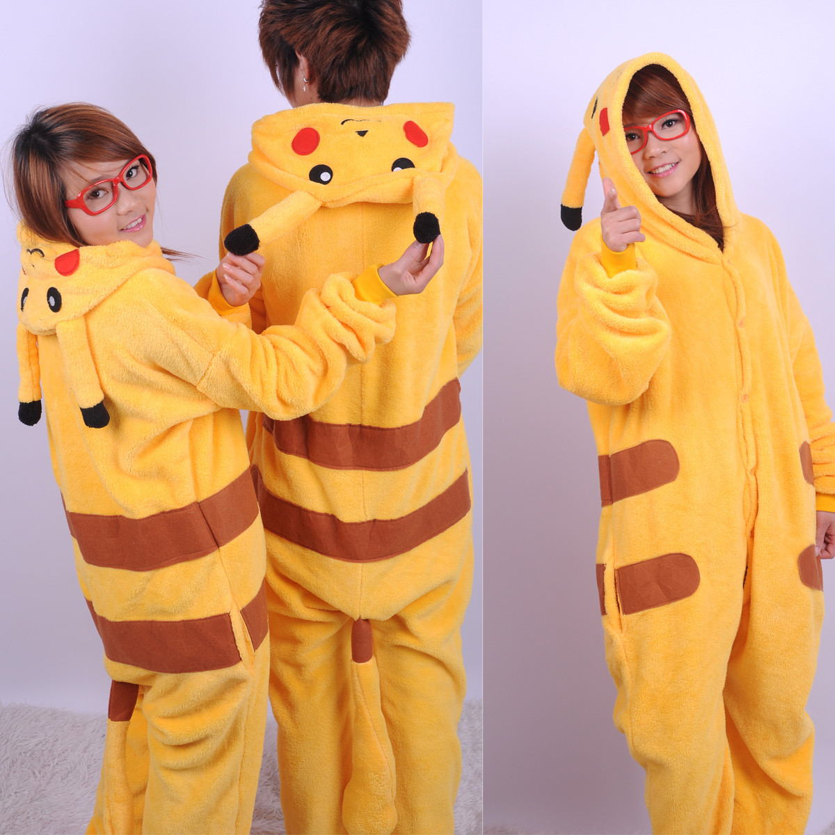 Coral fleece thatmany cartoon animal one piece sleepwear male Women lounge autumn and winter