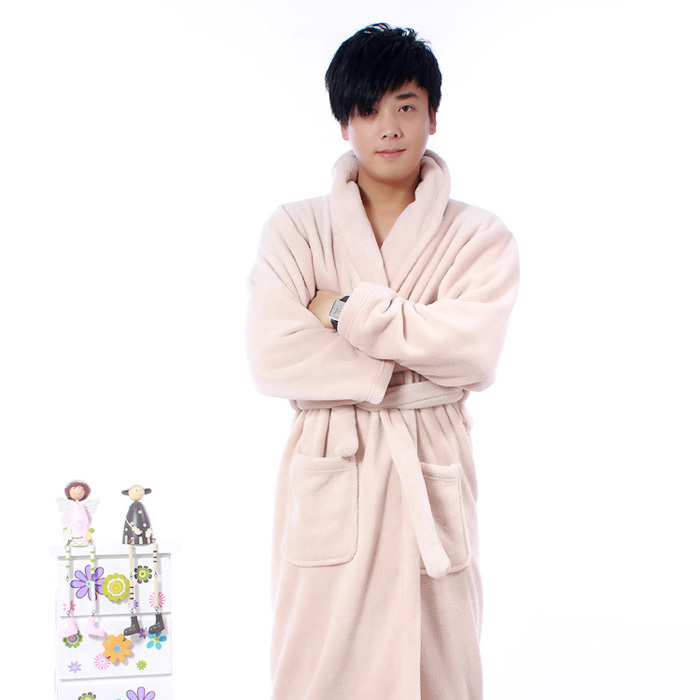 Coral fleece thick sleepwear lovers bathrobe thickening robe male women's autumn and winter