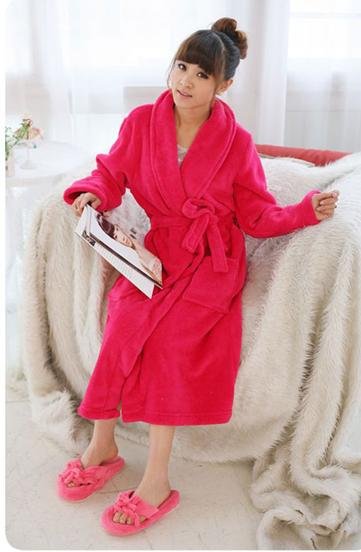 Coral flocking male lady lovers nightgown pajamas bathrobe lovely qiu dong wraps the post