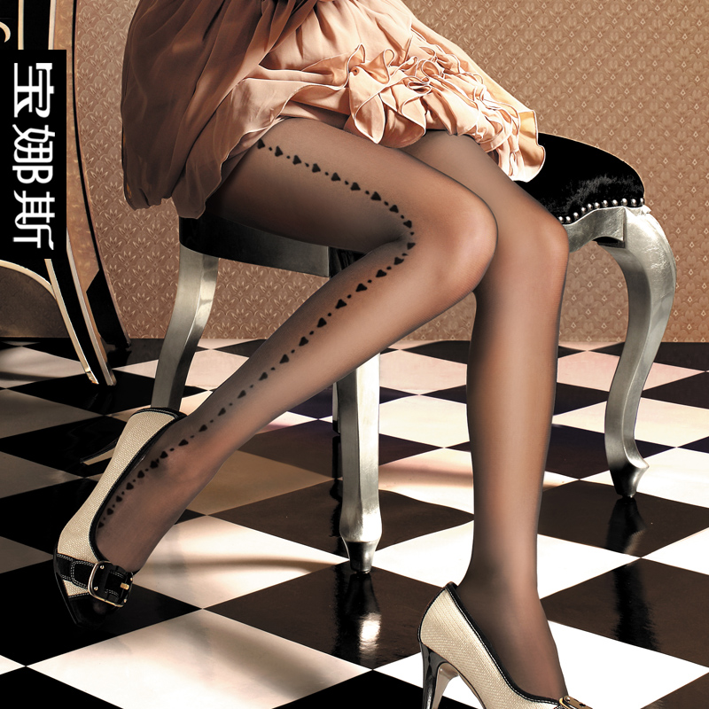 Core-spun Yarn intellectuality jacquard pantyhose sidepiece jacquard ultra-thin stockings