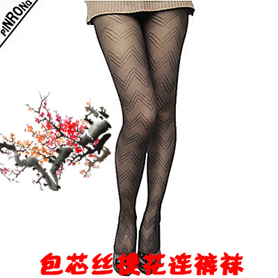 Core-spun Yarn trigonometric wave pattern jacquard stockings&fashion leggings