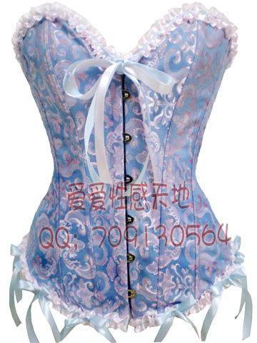 Corset blue jacquard quality shaper fashion royal shapewear tiebelt corselets 819