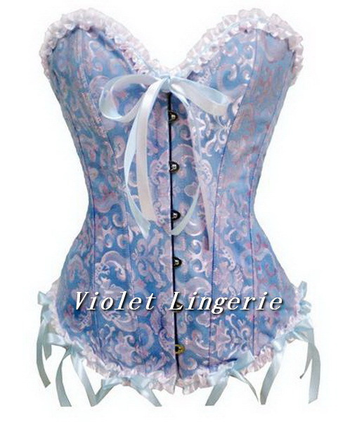 Corset royal shapewear ribbon steel buttons 819 blue 4