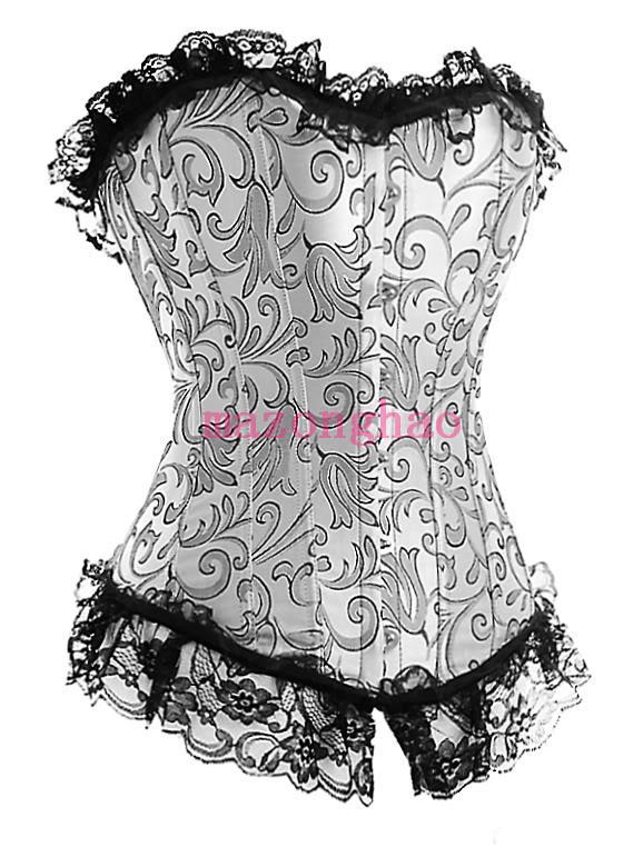 Corset royal shapewear shaper silver flower royal tiebelt gothic cummerbund bra underwear free shipping