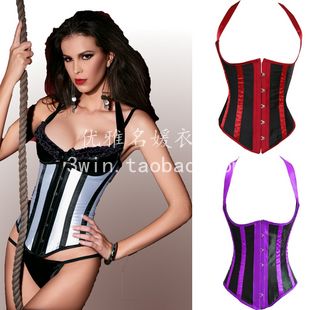 Corset royal tiebelt belt clip belt halter-neck straps stripe cummerbund waist abdomen drawing underwear