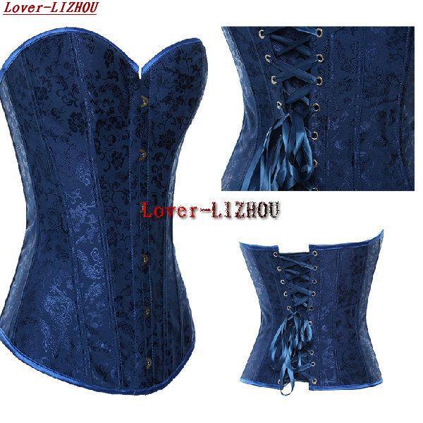 Corset royal vintage shaper shapewear cummerbund vest waist abdomen drawing blue print