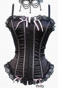 Corset sexy royal shapewear , ribbon fastener 067 faux silk black