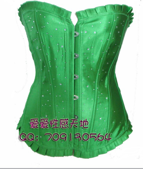 Corset vest rhinestones royal shapewear sexy shaper green straitest 804