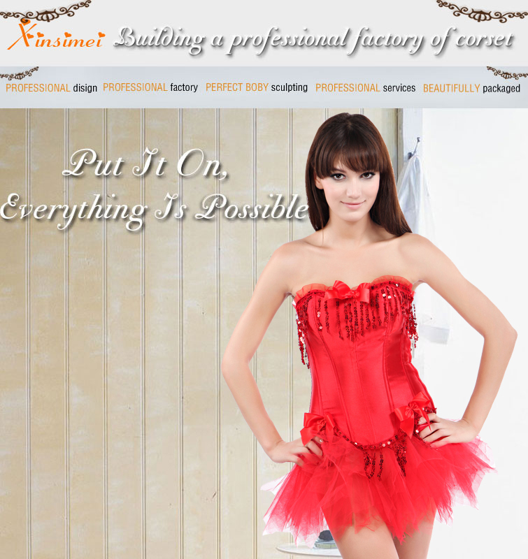 corset with mini skirt  free shipping
