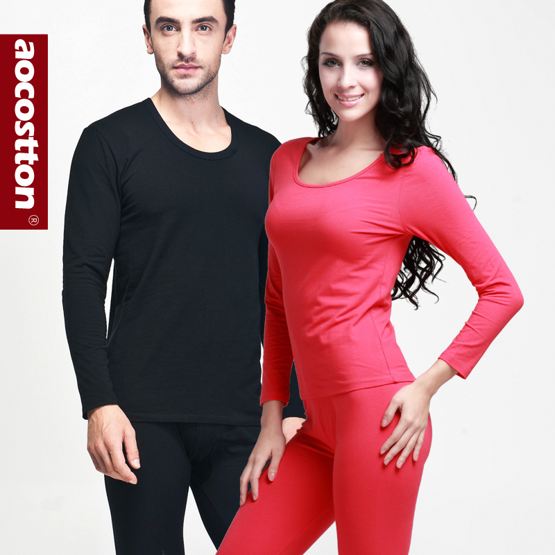 Cotton 100% cotton thermal underwear thin o-neck basic underwear