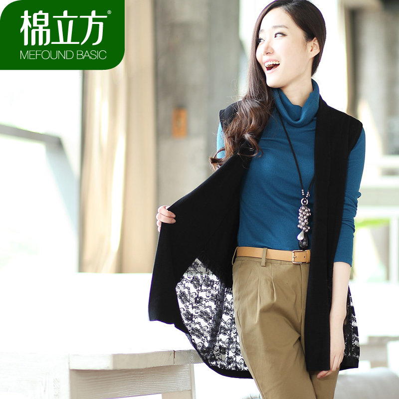 Cotton 2013 spring new arrival formal lace patchwork medium-long Women cardigan sweater