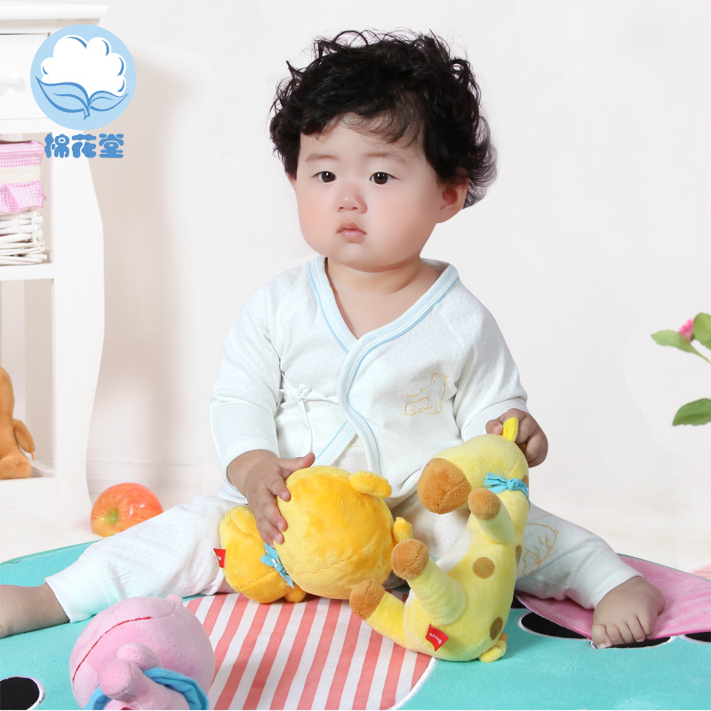 Cotton baby underwear set autumn and winter 100% cotton baby underwear newborn partial lapel 100% cotton sleepwear