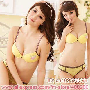 Cotton bra panty women brassiere set, Popular Cotton underwear women bra and panties Nude B cup