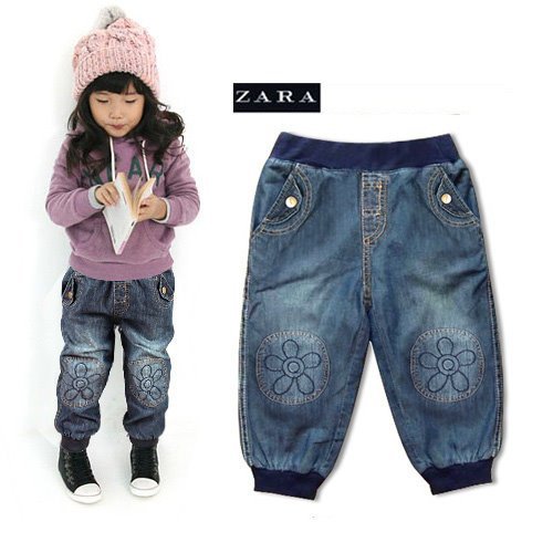 Cotton Children light thin flange jeans,children's fashion jean good quality long pants girl's wear,Freeshipping
