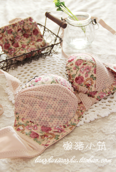 Cotton cloth vintage bar push up women's underwear bra set 201