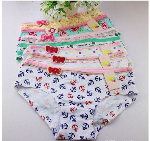 Cotton Cute BOW + Lace Cartoon / Floral / Dot Women's Panties High Quality underwear /pants FREE SHIPPING DN819