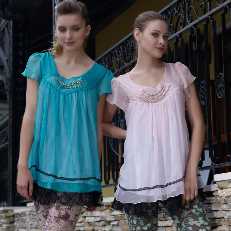 cotton - db05 summer maternity clothing fresh elegant fashion long design maternity top