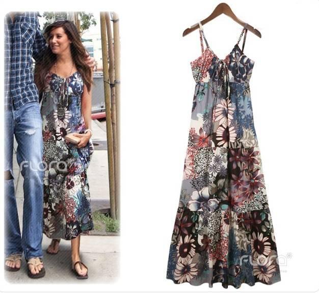 Cotton floral maxi sun dress cotton cloth flower spaghetti strap sexy one-piece dress