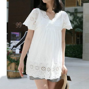 Cotton lace gentlewomen maternity top short-sleeve T-shirt maternity clothing maternity summer y778