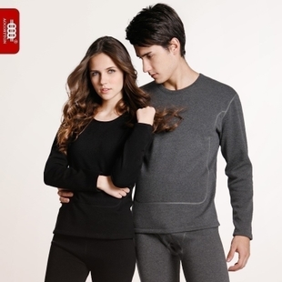 Cotton thermal underwear set male women's lovers thermal clothing thickening plus velvet double layer wool goatswool golden