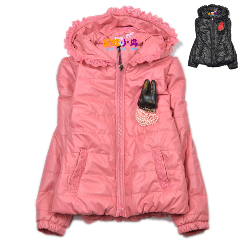 Cotton trench 2012 autumn and winter large female child wadded jacket outerwear clothing faux leather long cotton-padded jacket