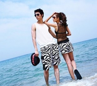 Cotton zebra print lovers design shorts beach pants thickening quick-drying