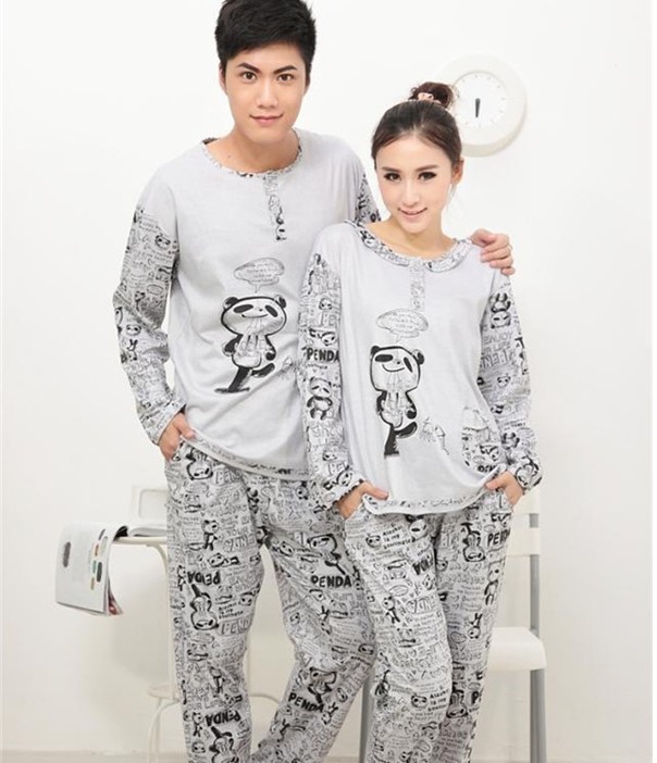 Couple of winter cotton panda pajamas winter leisure wear couple long sleeve lovely pants suit lover pajamas