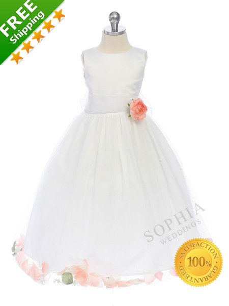 Couture Princess White Flower Girl Dress Petals New Fashion 100% Satisfaction Guaranteed